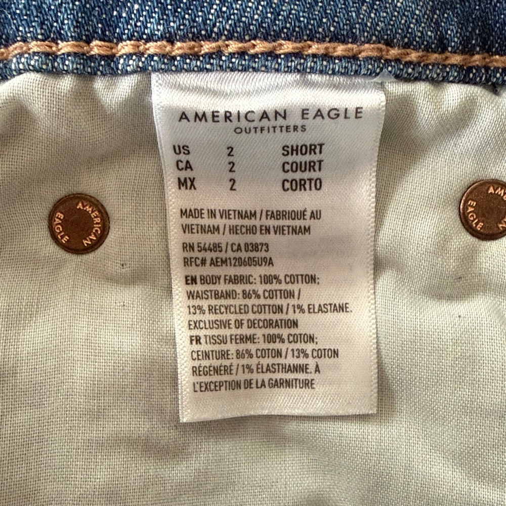 NWT AMERICAN EAGLE jeans size 2 short super high rise baggy wide leg blue denim - Picture 6 of 6